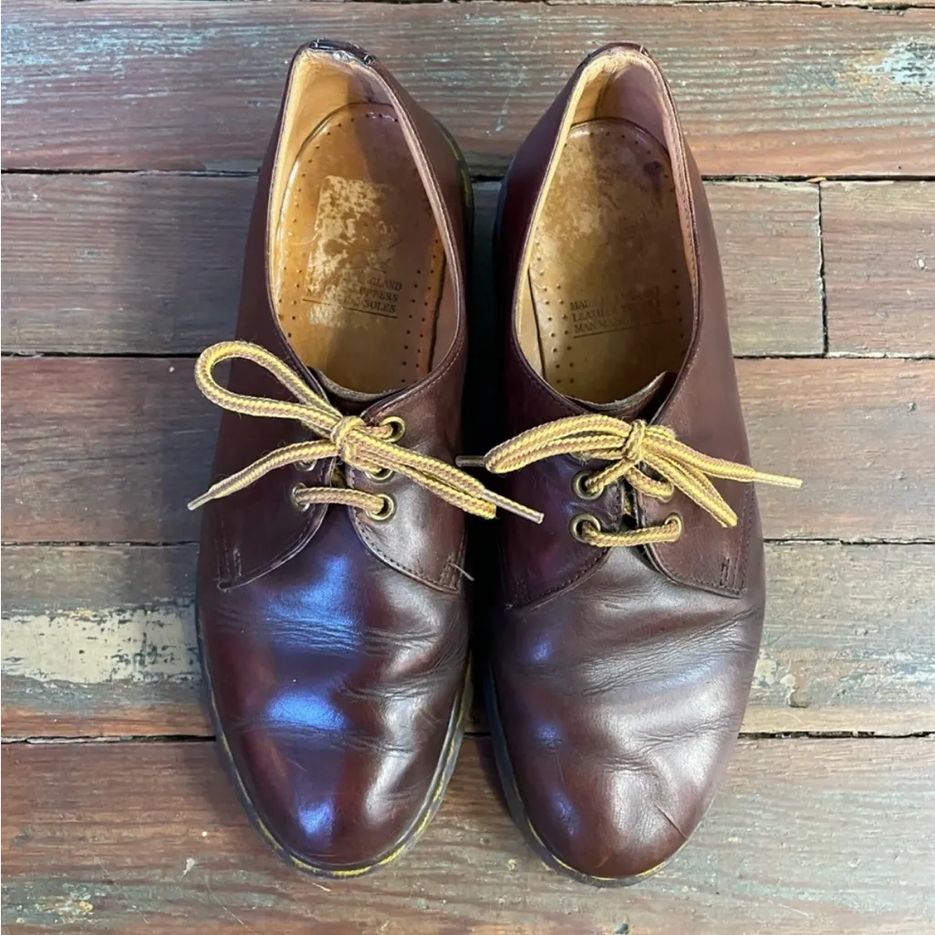DR. MARTENS Made in England Rare 80's 3-eye Brown Oxfords AW 1484 - M 9, W 10| - Image 3