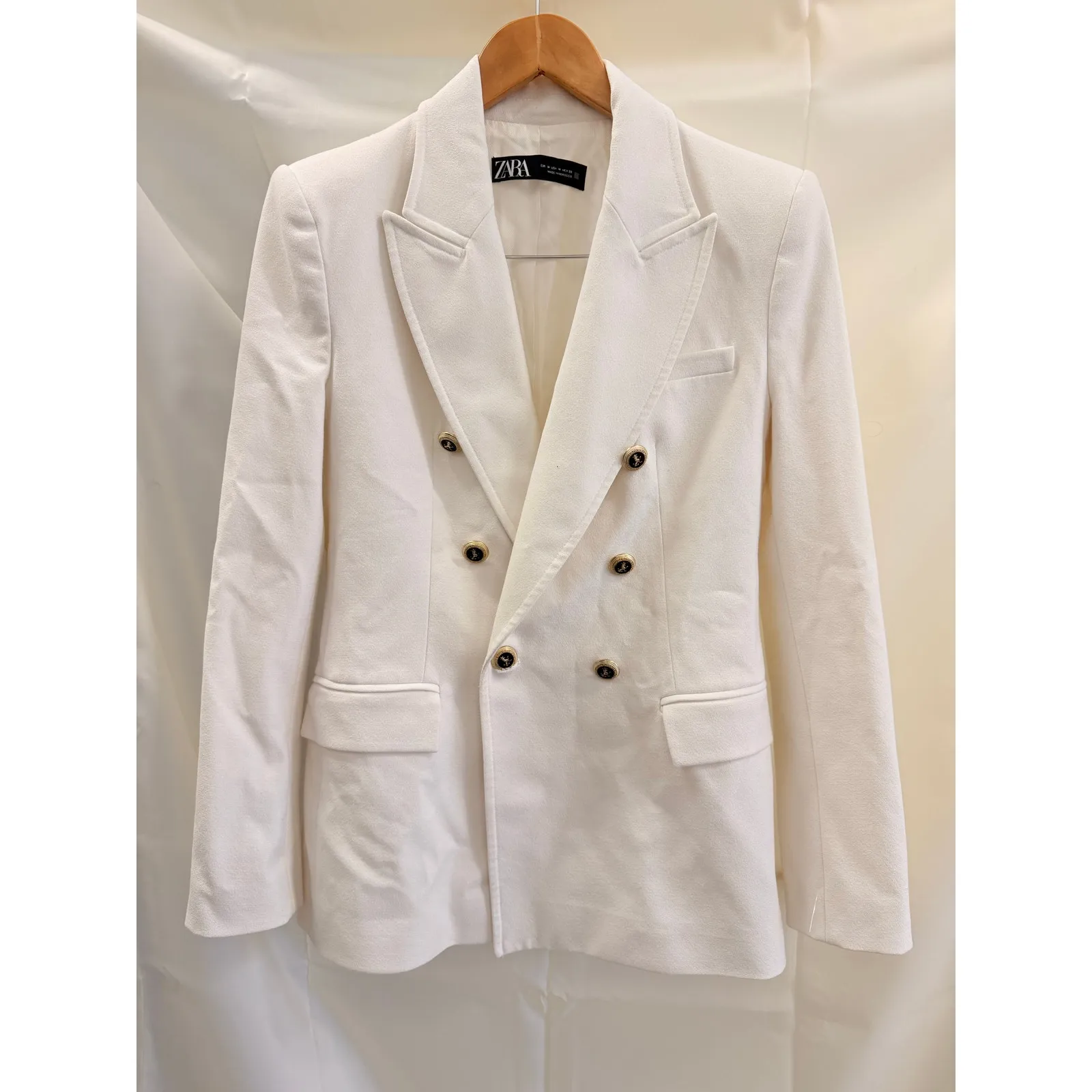 Zara Women's Tailored England Button Double Breasted Blazer Jacket White‎ Fall - Image 5