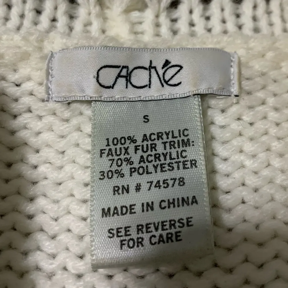 Caché Cream Brown Fur trim Vest; Small - Image 4