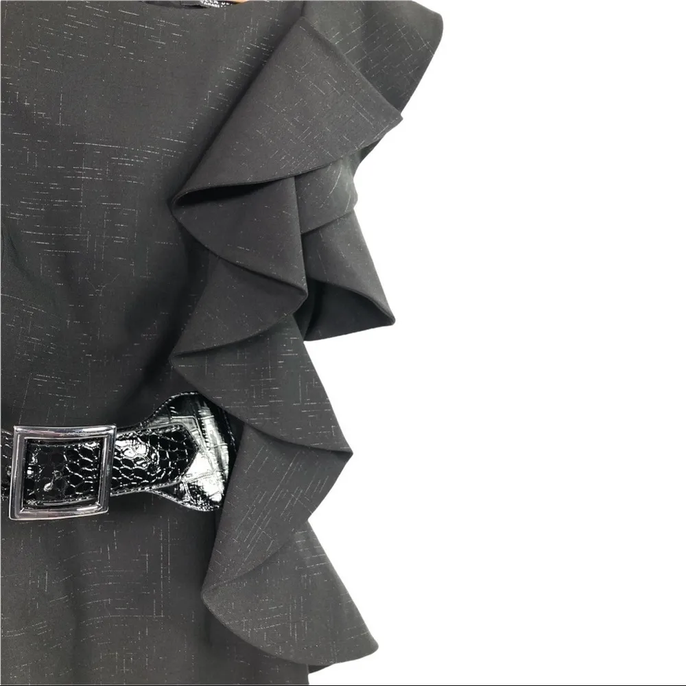 Isabella DeMarco Tahari Levine - Ruffle Sheath Dress w/ Belt - 2 - Image 5