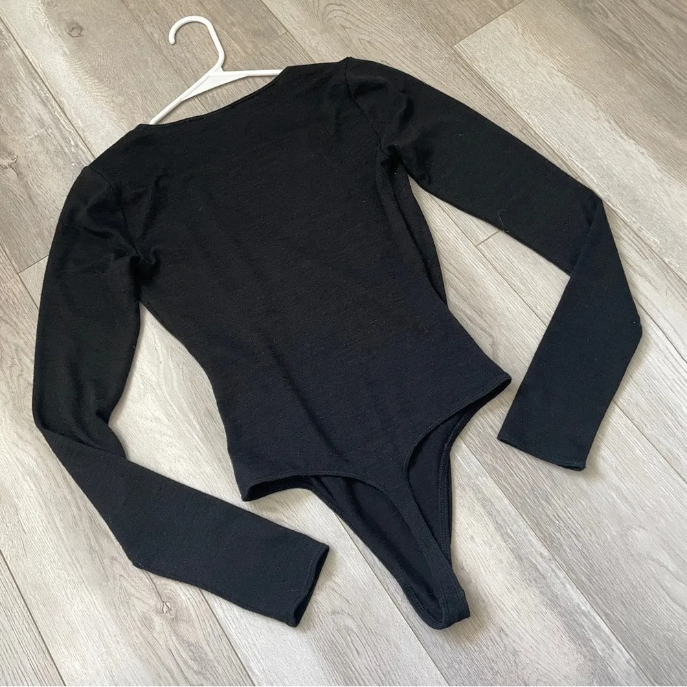 Wilfred Wrap Bodysuit long sleeve womens Black (small) fitted going out party - Image 4