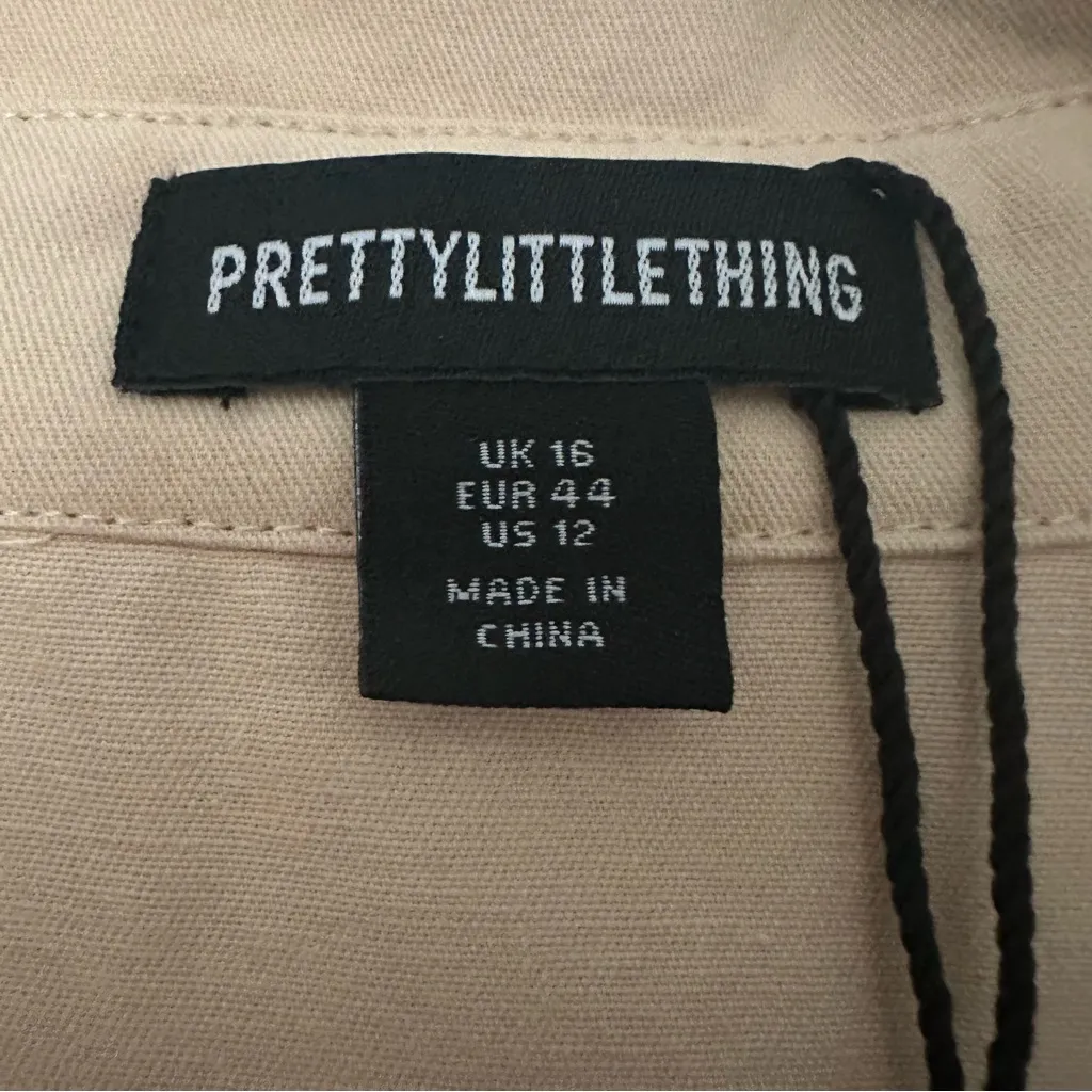 Pretty Little Thing Women's 100% Cotton Khaki Belted Trench Coat Size 12 NWT - Image 7