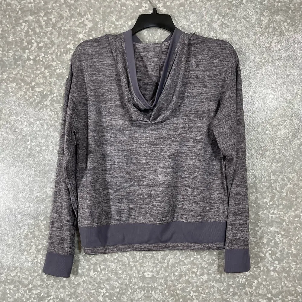 Mondetta Gray Marled Hooded Seamed Activewear Top - Size Small - Long Sleeves - Image 7