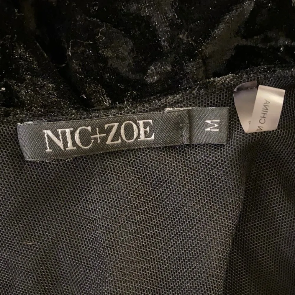 Nic + Zoe Size M Black Crushed Velvet Tank Top V Neck - Image 5
