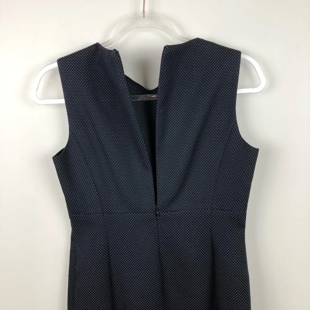 Worth Navy Blue Career Dress Swiss Dot High V - Image 5