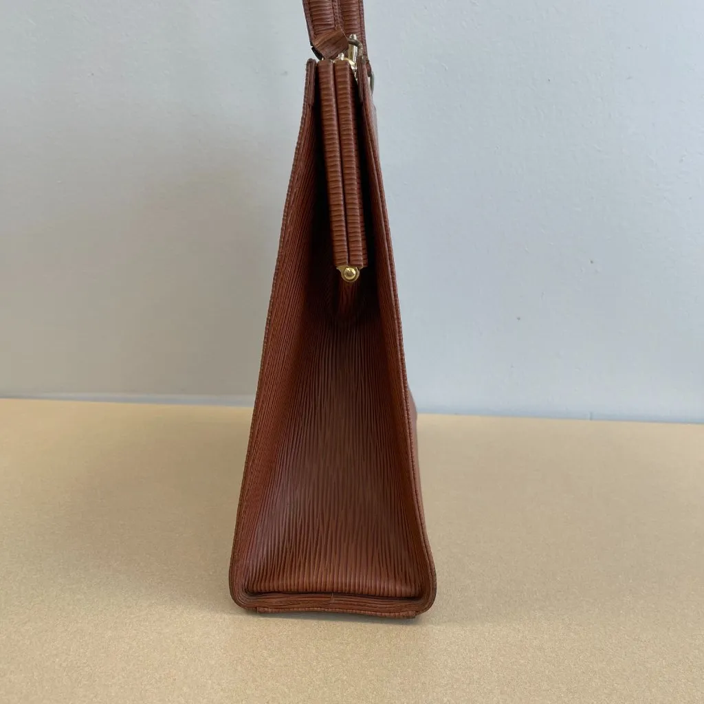 Fendi Vintage Brown Epi Leather Top Handle Bag - Preowned - Image 5