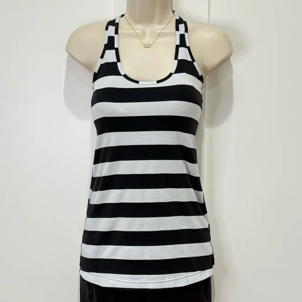Lululemon Cool Racerback Tank Top Straightup Stripe Black White Size 6 Yoga - Image 6