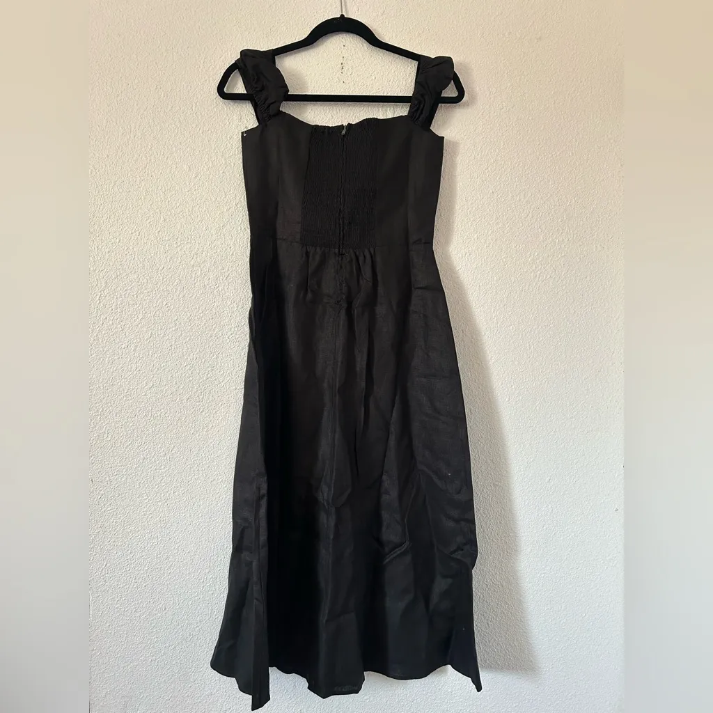 REFORMATION BRIDGTON LINEN DRESS black sz 6 nwot - Image 7