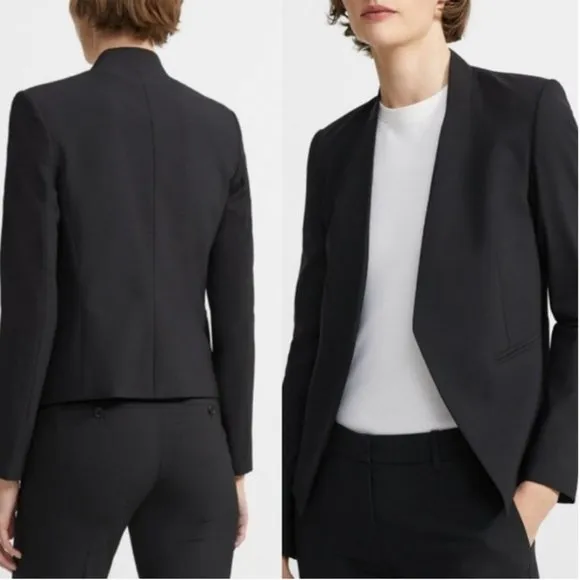Theory Lanai Polish Suit Jacket Black Wool Blazer | 2 - Image 12