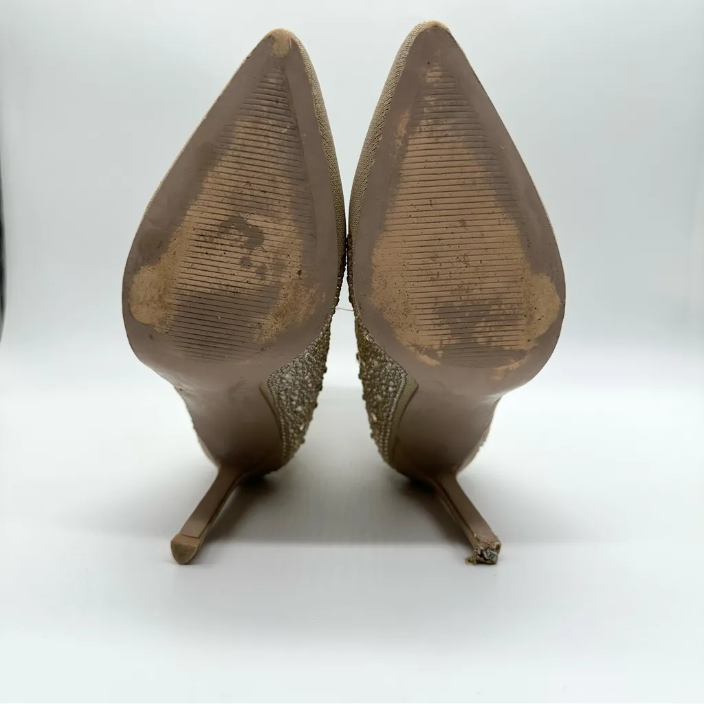 Steve Madden Women's Rhinestone Maxwelle Sock Ankle Boot 6.5 Cream Pointed Toe - Image 11