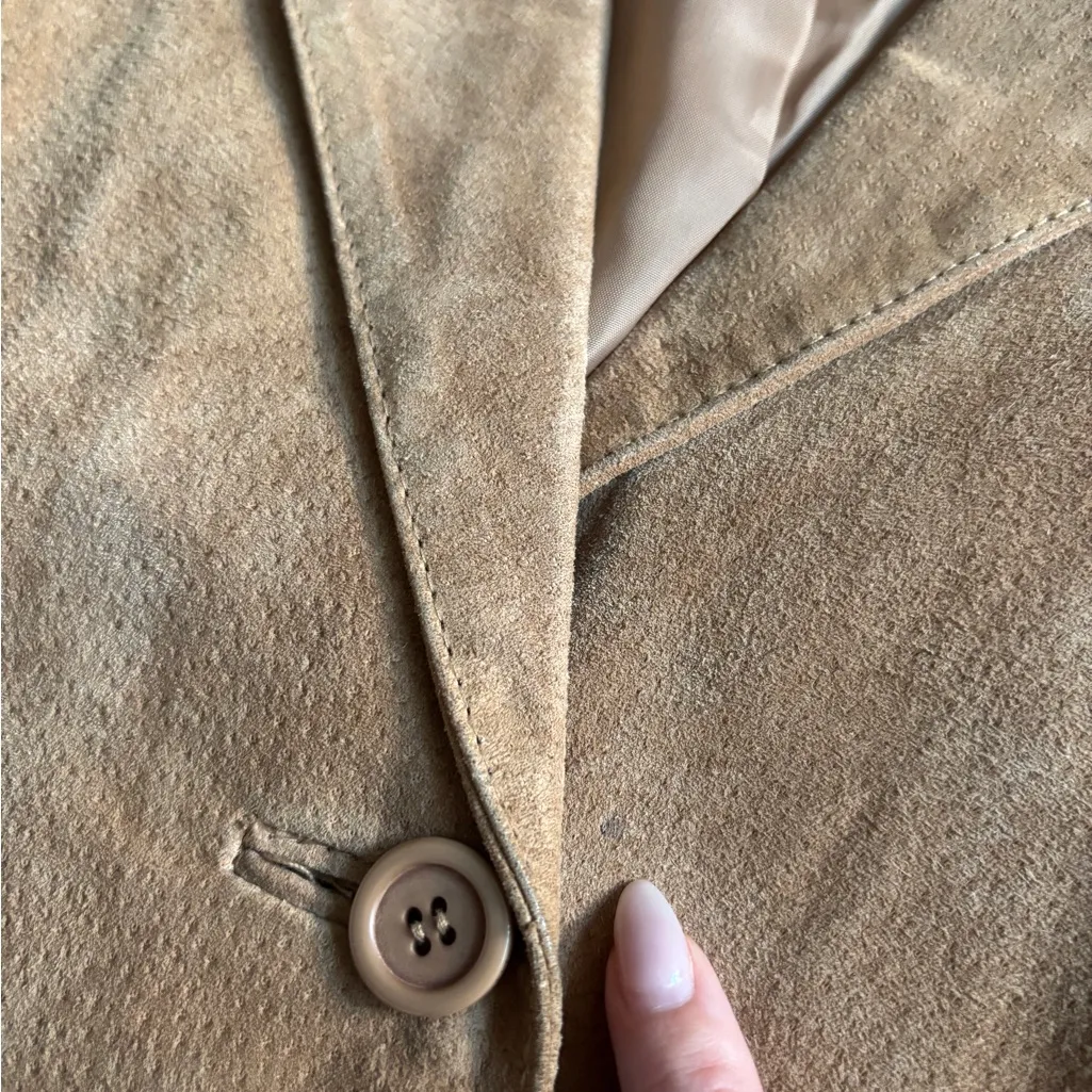 Chadwick’s Tan Suede Leather Blazer Jacket Women’s Size 12 - Image 9