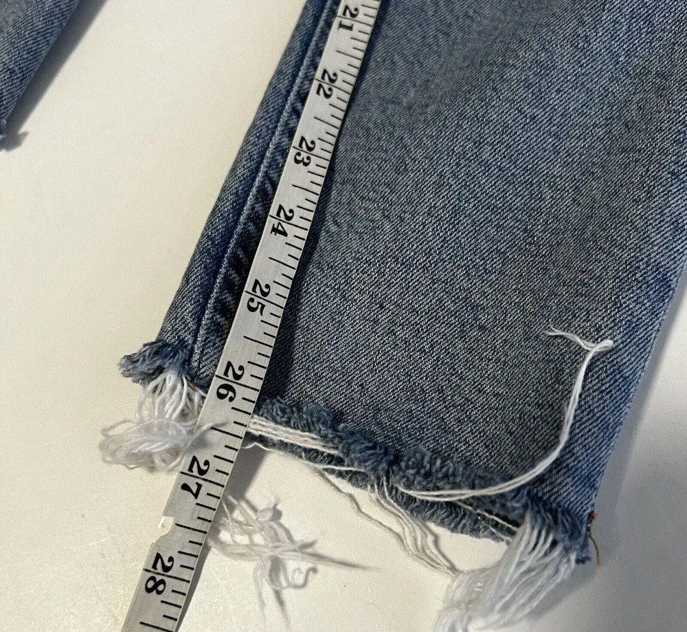 Agolde Sz 24 Nico High Rise Slim Jeans Button Fly Raw Hem - Image 7