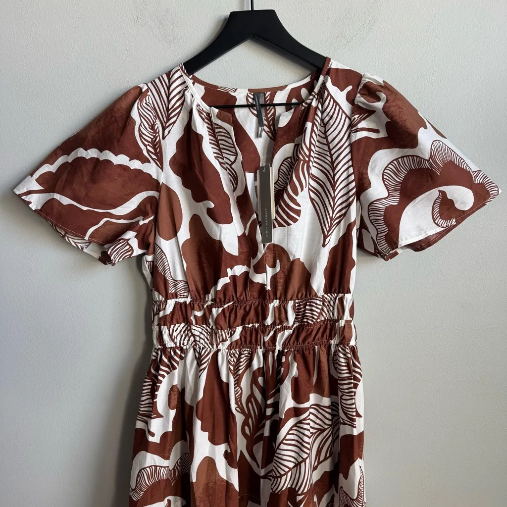 NEW Anthropologie Somerset Maxi Dress in Cedar Brown Floral Leaf Size Small - Image 5