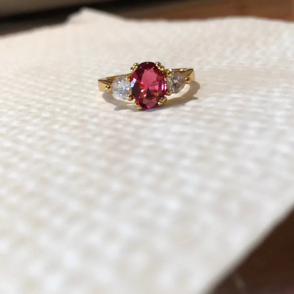 New Lab-Created Ruby Gold Filled Ring Size 5 - Image 2