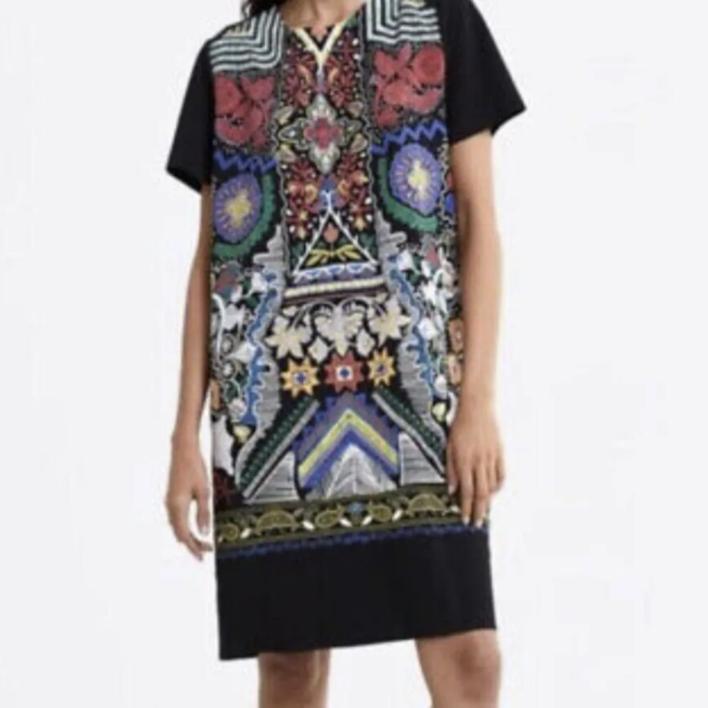 Zara Geometric Aztec Printed Embroidered Tunic Shirt Dress - Image 6