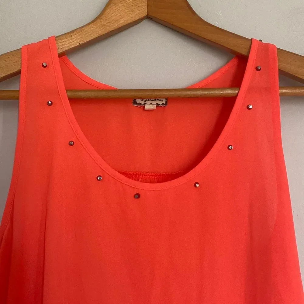 Orange Hi-Low Studded Tank Top size Medium - Image 2