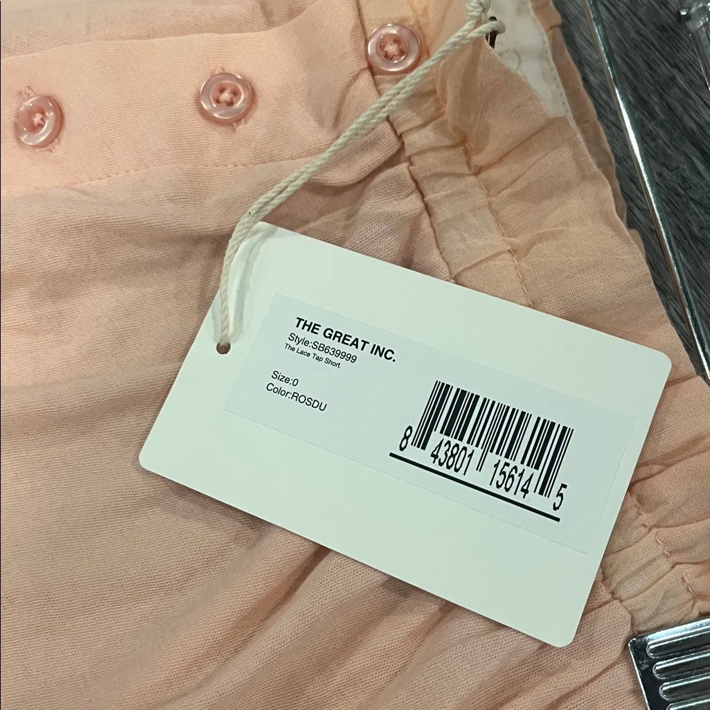 NEW WITH TAGS – THE GREAT. Lace Tap Shorts | Rose Dust Pink | Size 0 - Image 5