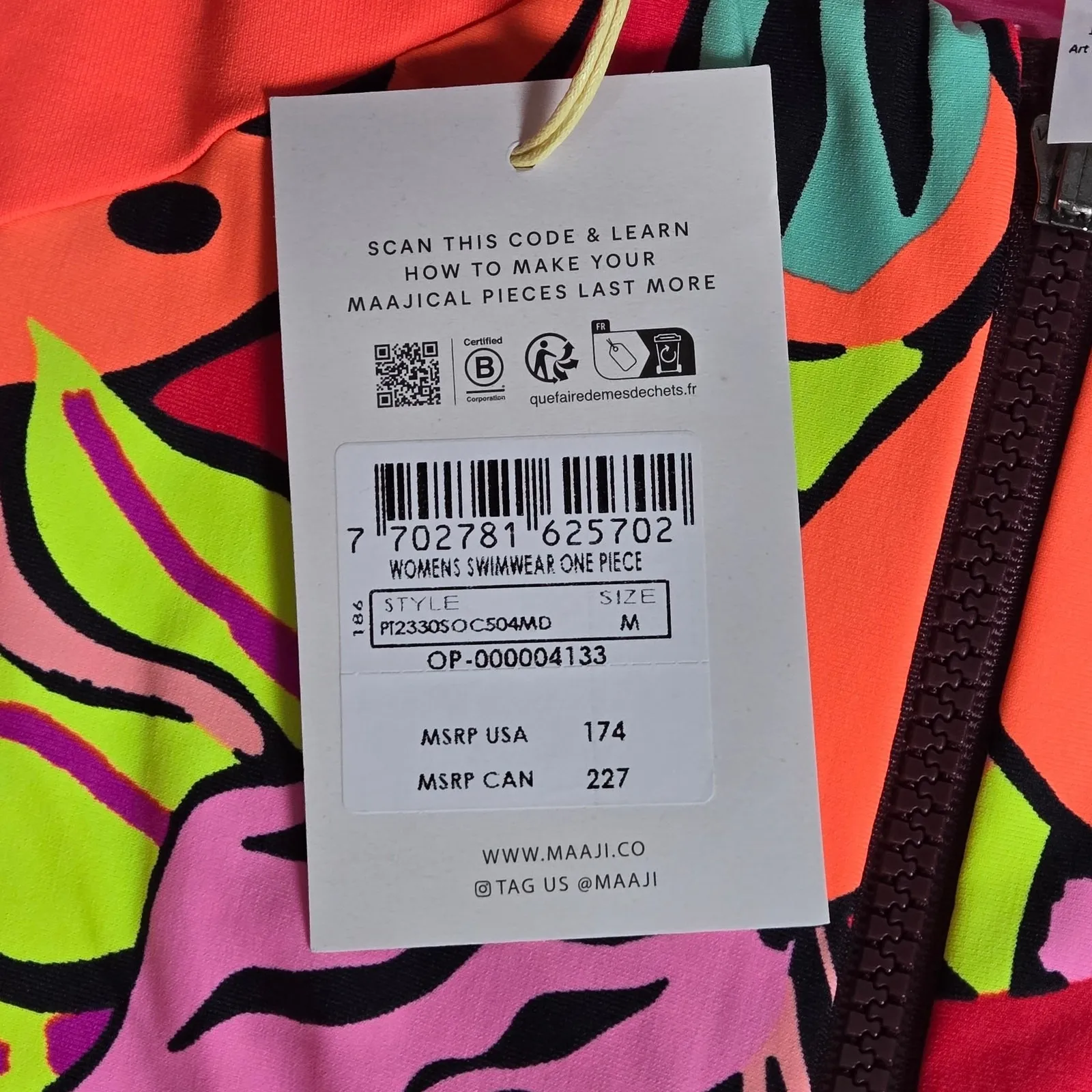 Maaji Triton One-Piece Swimsuit Zip Neck Long Sleeve Reversible‎ M NWT - Image 7