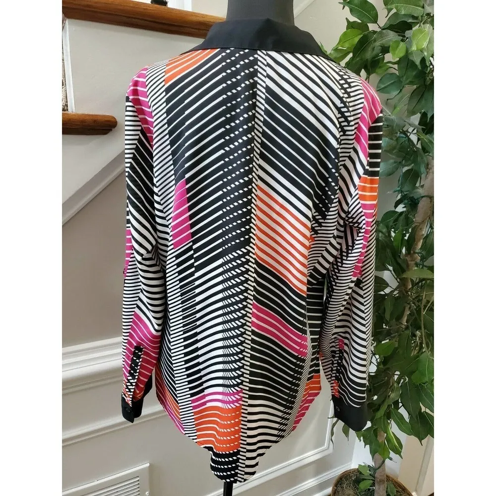 Attention Women's Multicolor 100% Polyester Long Sleeve Collared Top Shirt - Image 6