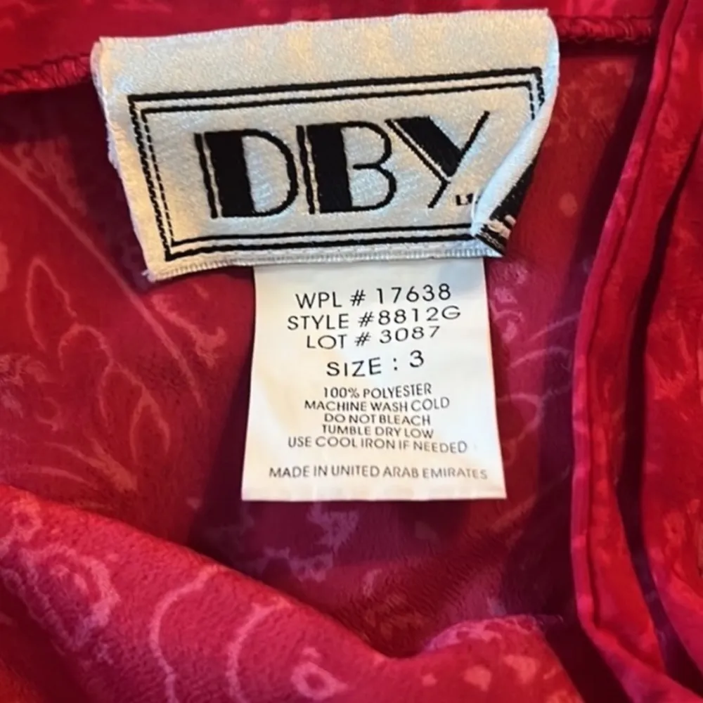 90s DBY Vintage Red & Pink Western Pattern Tie - Image 7