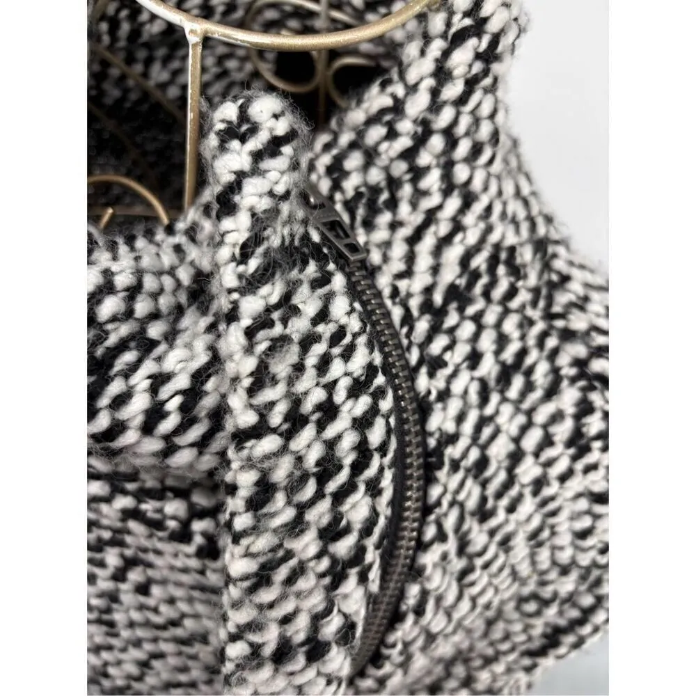 Blank NYC Boucle Knit Motorcycle Moto Jacket Black White Women’s Size XS - Image 9