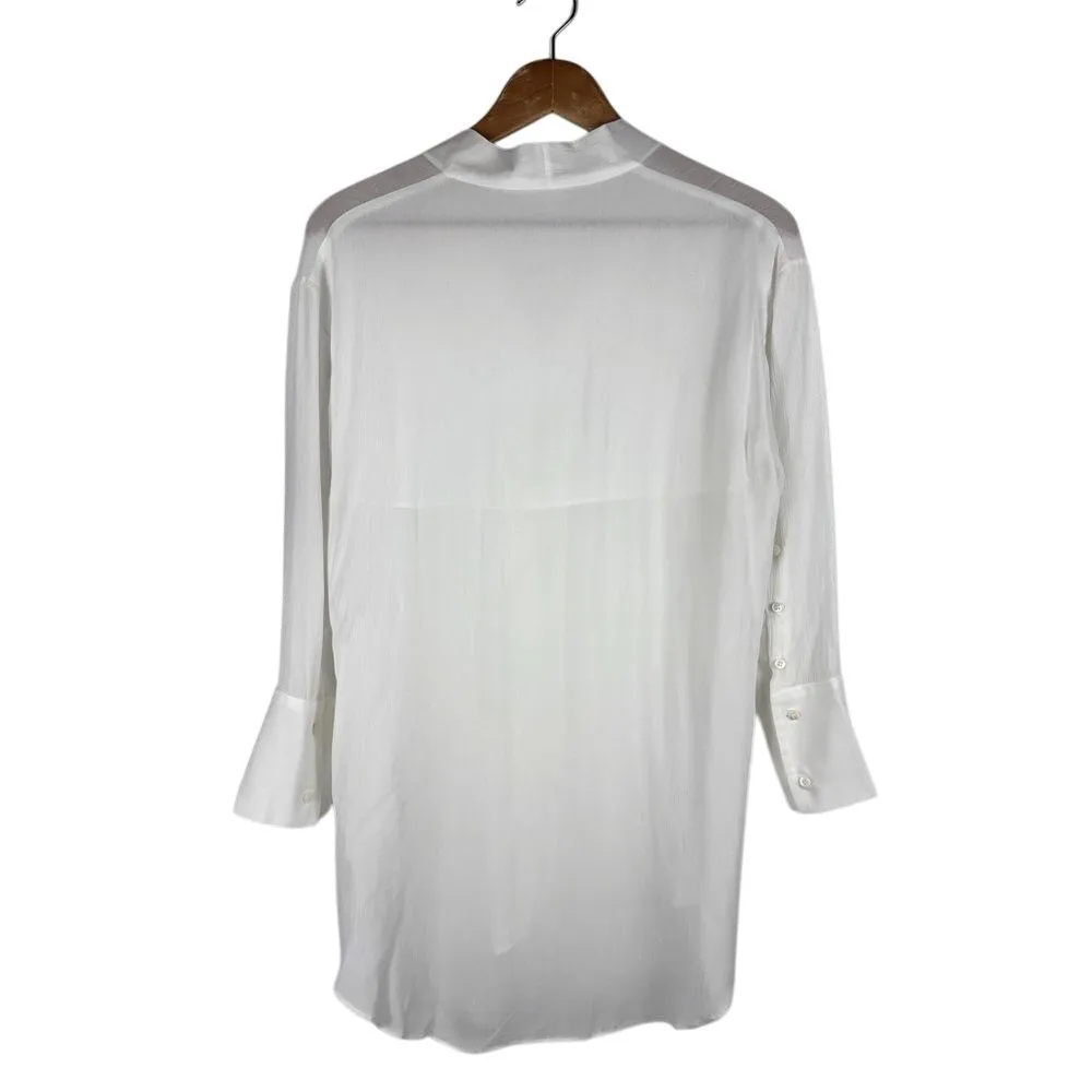 Helmut Lang P / XS‎ Mist Oversized Viscose Button Down Optic White Professional - Image 4