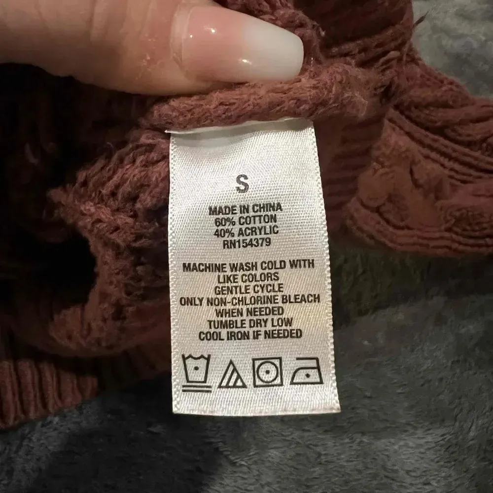 Aéropostale Cable Knit V-Neck Ribbed‎ Hem Cardigan Sweater Size Small - Image 3