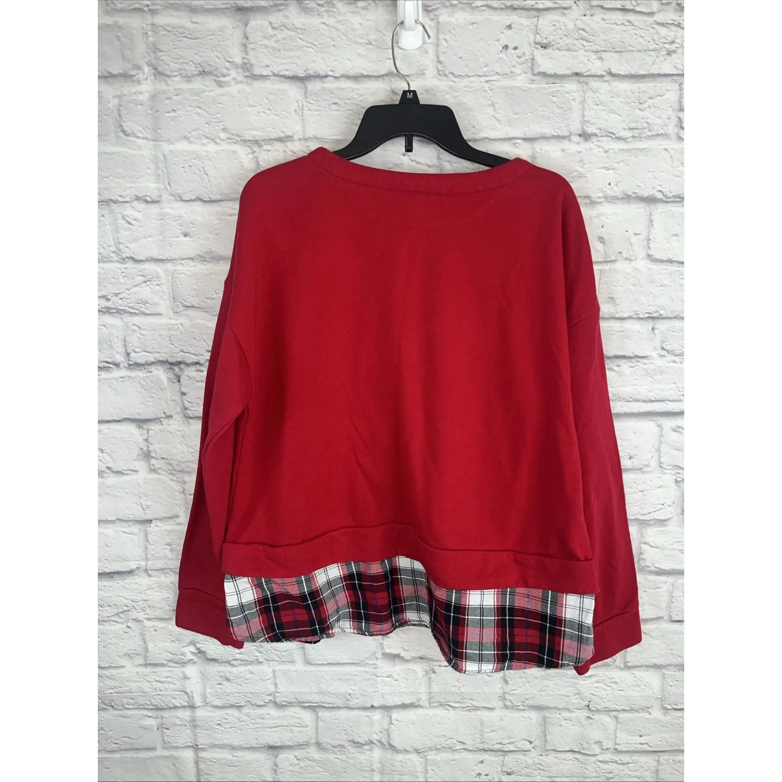 Izod Women's Preppy Casual Red Plaid Sweatshirt Size XXL - Image 4