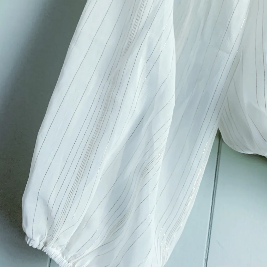 Francescas Balloon Sleeve Gold Striped Off - Image 4