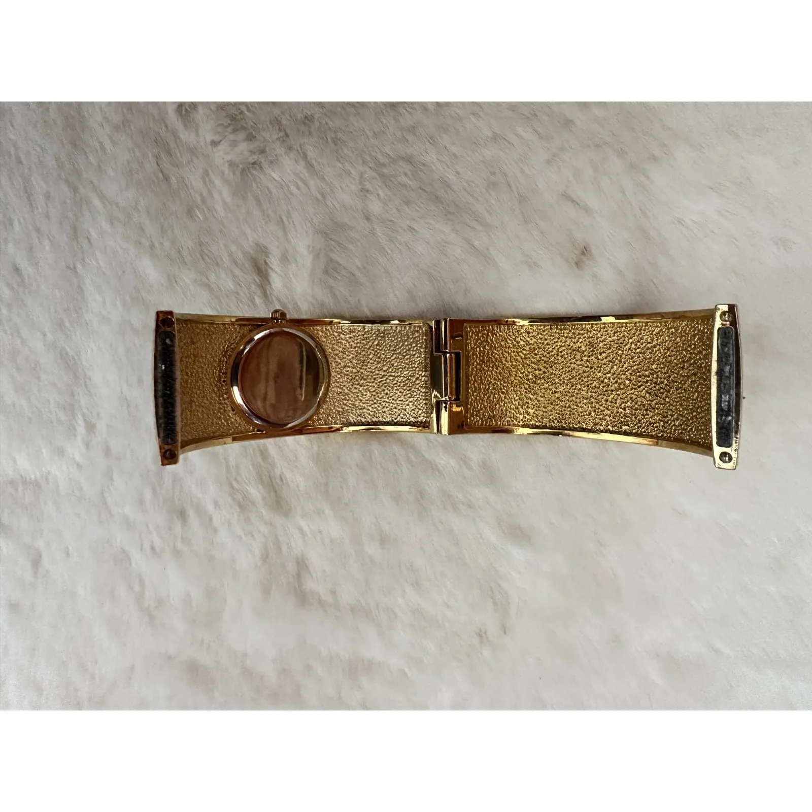 Met Museum MMA Enamel Cuff Watch Art Nouveau Tiffany Floral Gold Tone Japan - Image 4