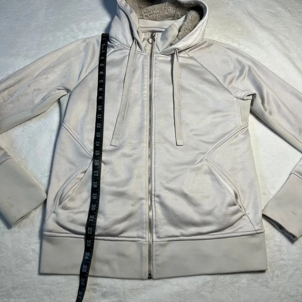 Athleta Faux Fur Trim Triumph Luxe Shine Hoodie Size Medium Winter Outdoors - Image 10