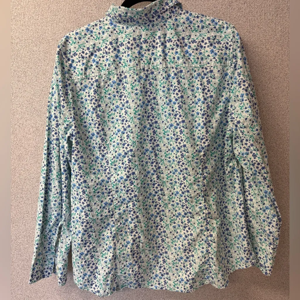 J. Crew Women Size XL floral long‎ sleeve button down shirt lightweight - Image 4