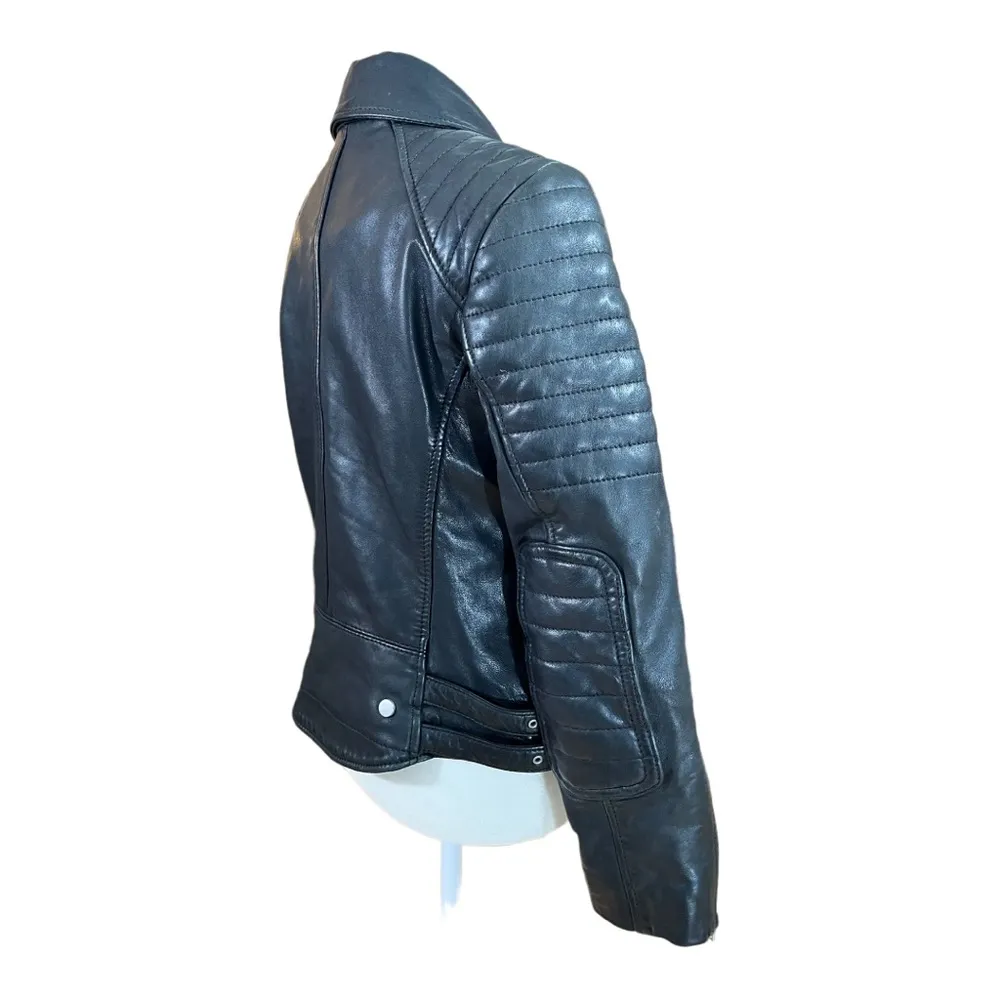 AllSaints Estella Leather Biker Jacket size 0 - Image 5