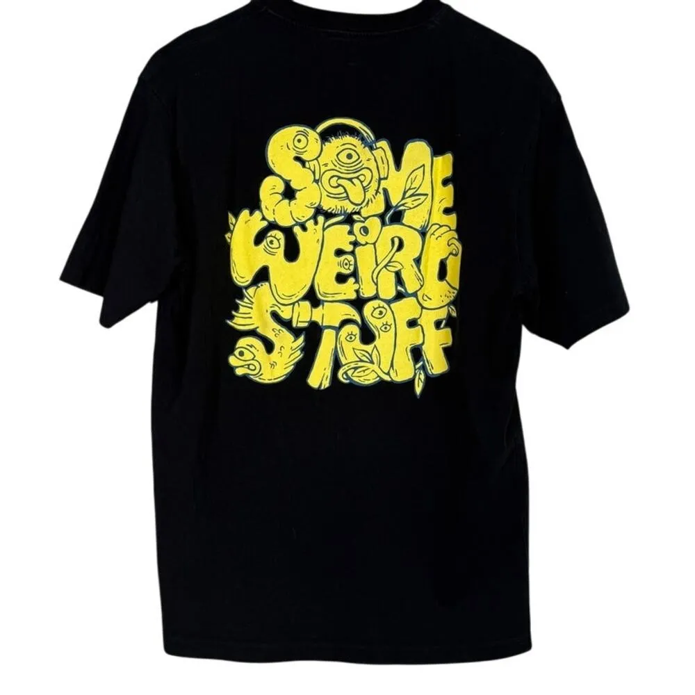 Zara Oversized Relaxed Fit Some Weird Stuff Basic T Shirt M Black Yellow #3393 - Image 6