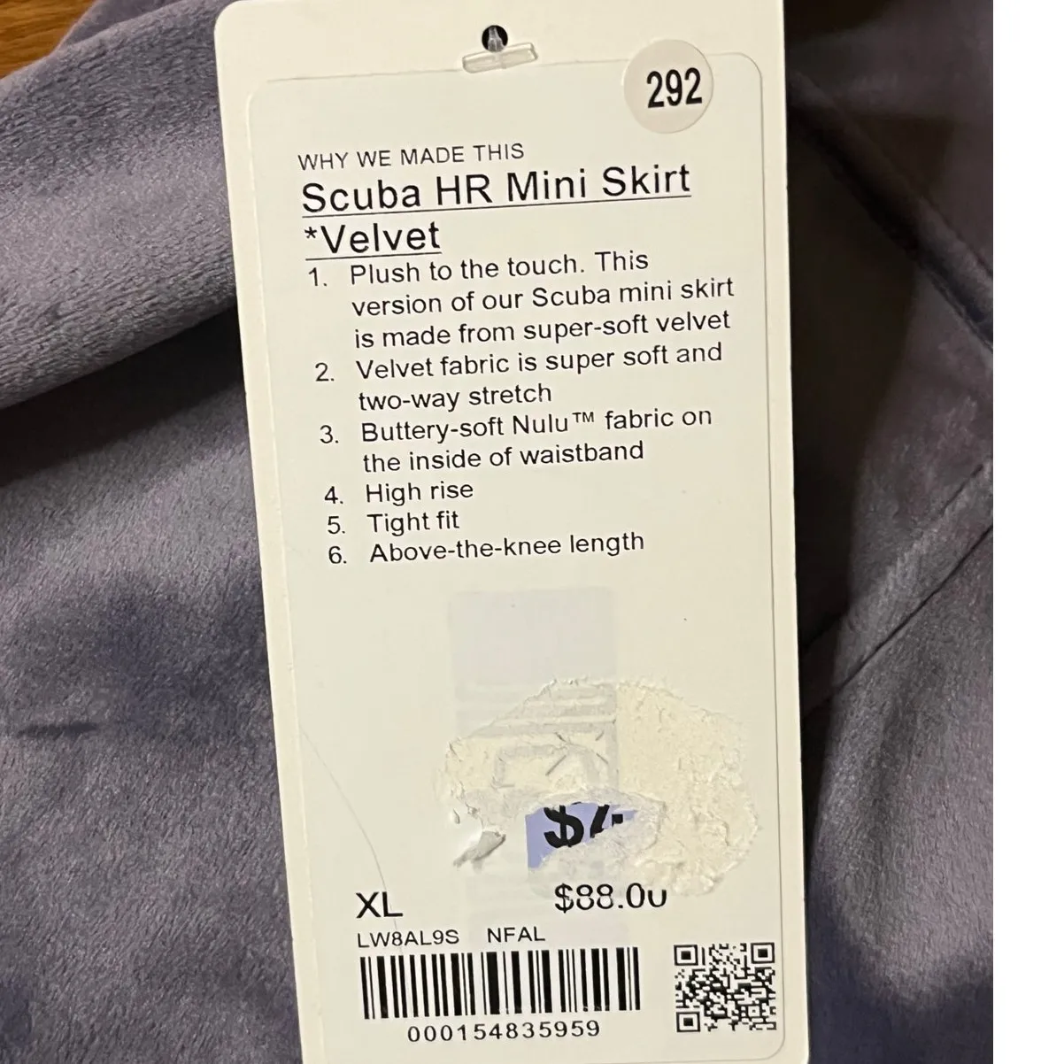 Lululemon Scuba HR Mini Skirt Velvet Size XL Nightfall Purple Retail $88 - Image 5