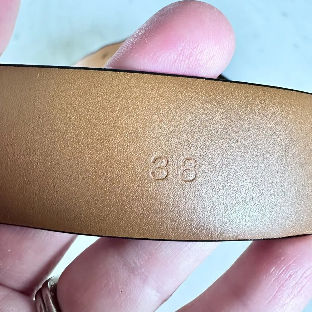 Brooks Brothers‎ Women's Black Croc Embossed Leather Belt with Silver Tone 38 - Image 4