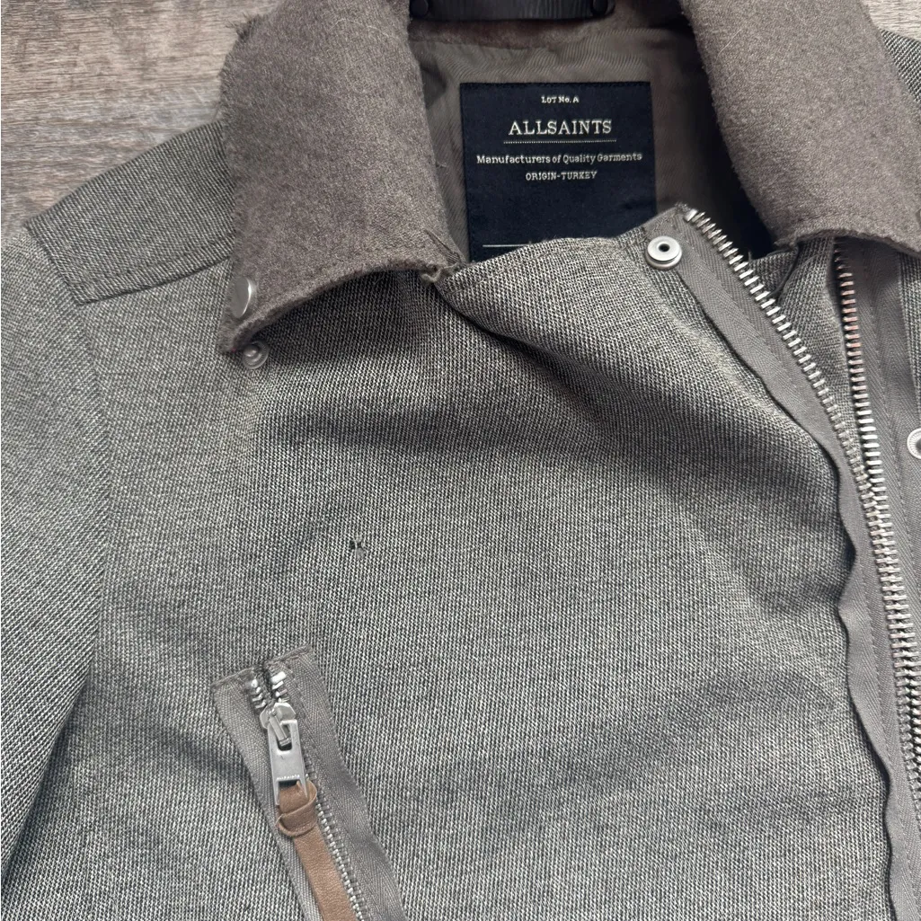 All Saints Zulia Biker Jacket Deconstructed No Belt Moto Distressed Sz 2 Flaw - Image 8