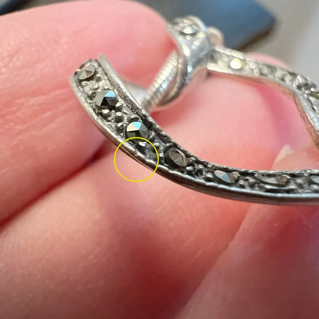 Sterling Silver & Faceted Gray Stone Heart Pendant Necklace - Image 12