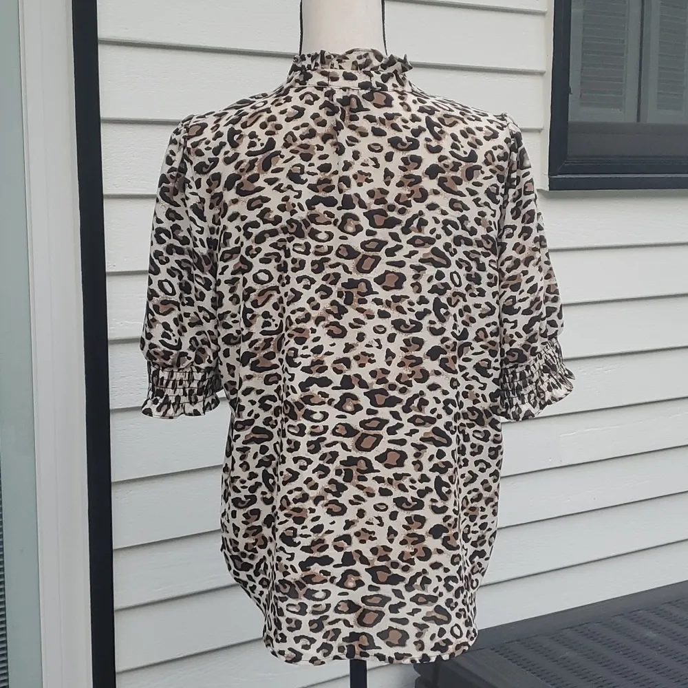 Pleione  Animal Print Short Sleeve Button Down Shirt - Image 5