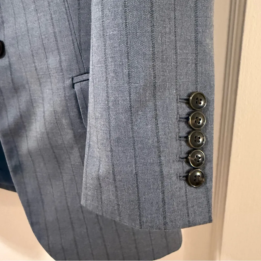 Madewell Single-Breasted Blazer in Yarn-Dyed Pinstripe in Dark Mediterranean 00 - Image 3