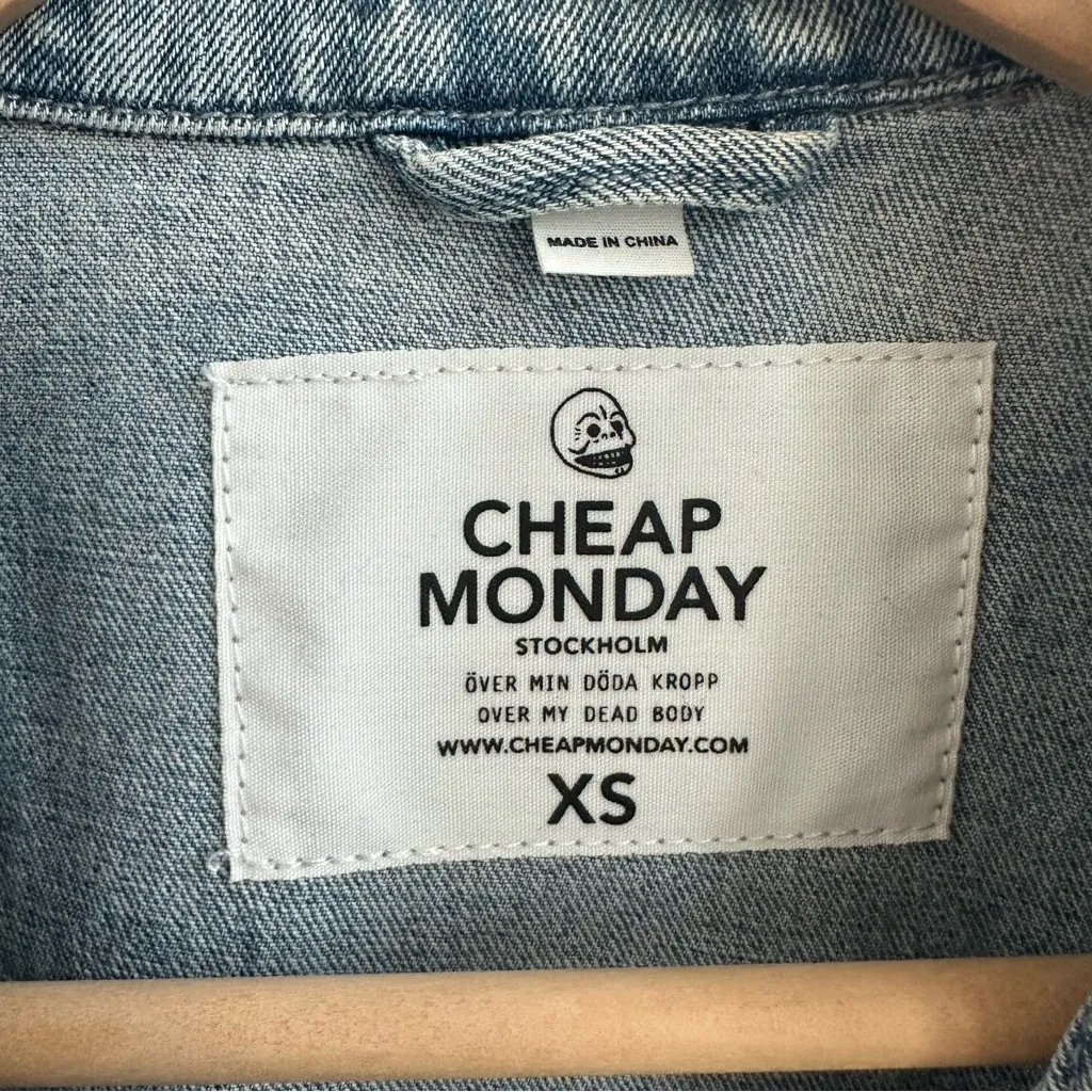 Cheap Monday Denim Vest XS Blue Denim Button Up Rocker Grunge Punk - Image 3