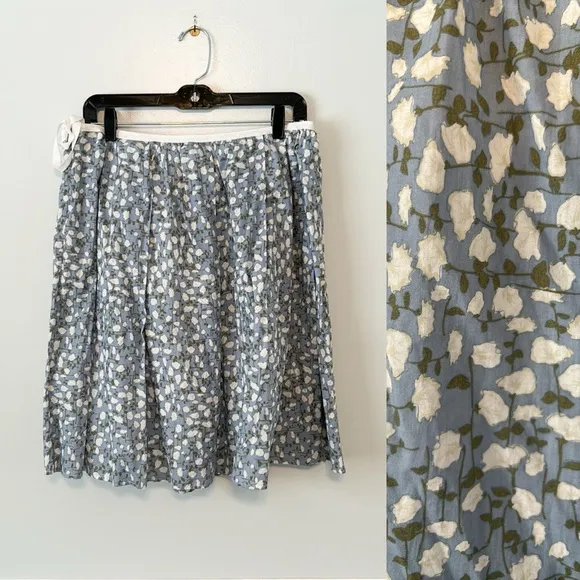 NWT Diffusion D Floral Mini Wrap Skirt Made in USA Cottage Core Soft Girl Sz L Blue Size L - Image 2