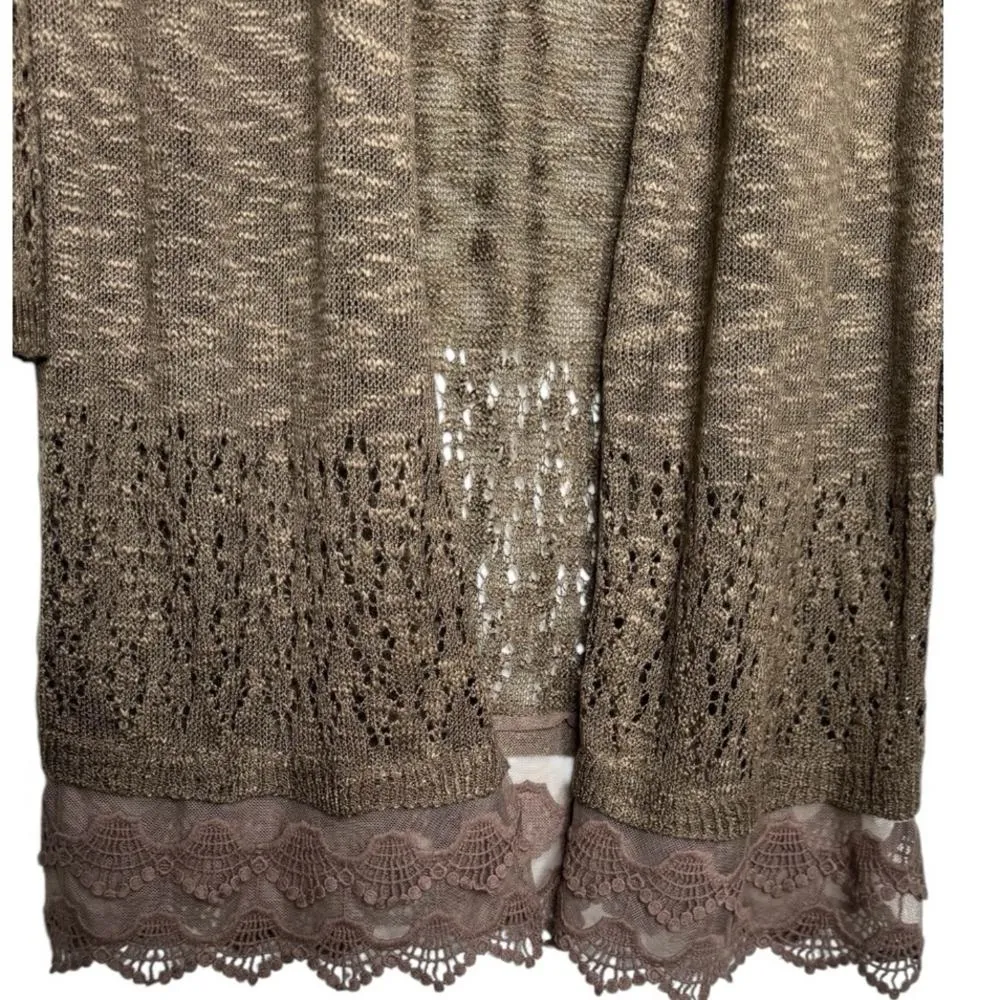 New Directions crochet cardigan Olive green Size Medium - Image 3