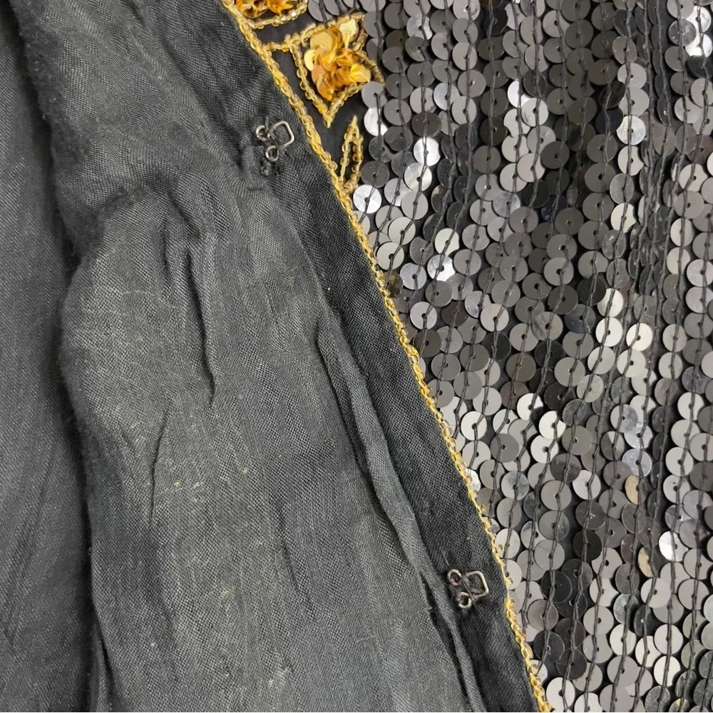 Vintage Jean for Joseph Le Bon Black & Gold silk Fully Sequined Jacket size M Size M - Image 10