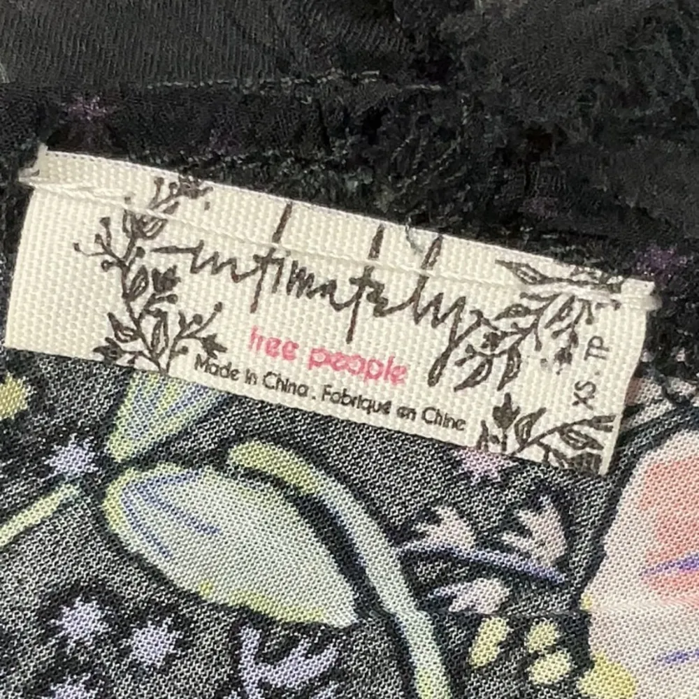 Intimately By Free People Black Floral Longwood Printed Slip Women’s Size XS - Image 7