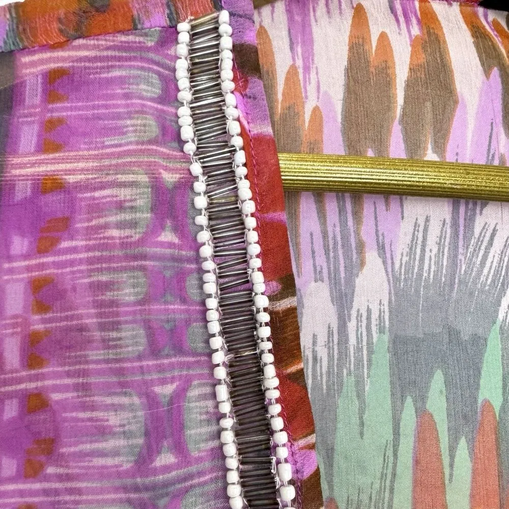 Y2K Womens Sheer Beaded Tunic Top L/XL Fairy Festival Boho Artsy Indie Resort - Image 4