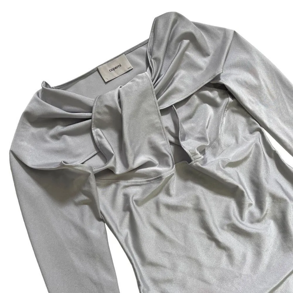 Coperni Twisted Cut Out Jersey Bodysuit in Pearl Grey‎ Gray Size M - Image 3