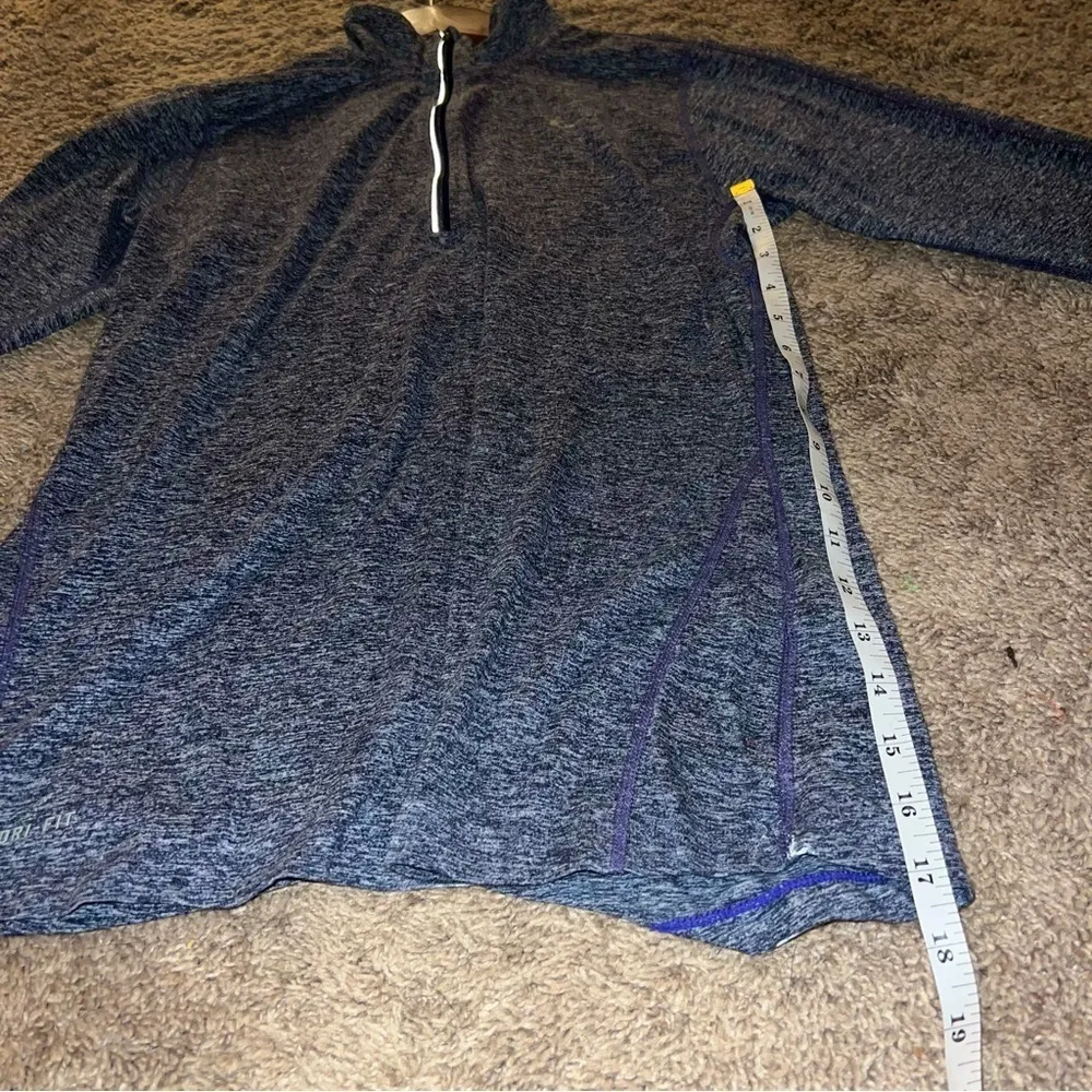 Nike Women's Dri Fit Heather Blue Long Sleeve Quarter Zip Pullover Medium - Image 10