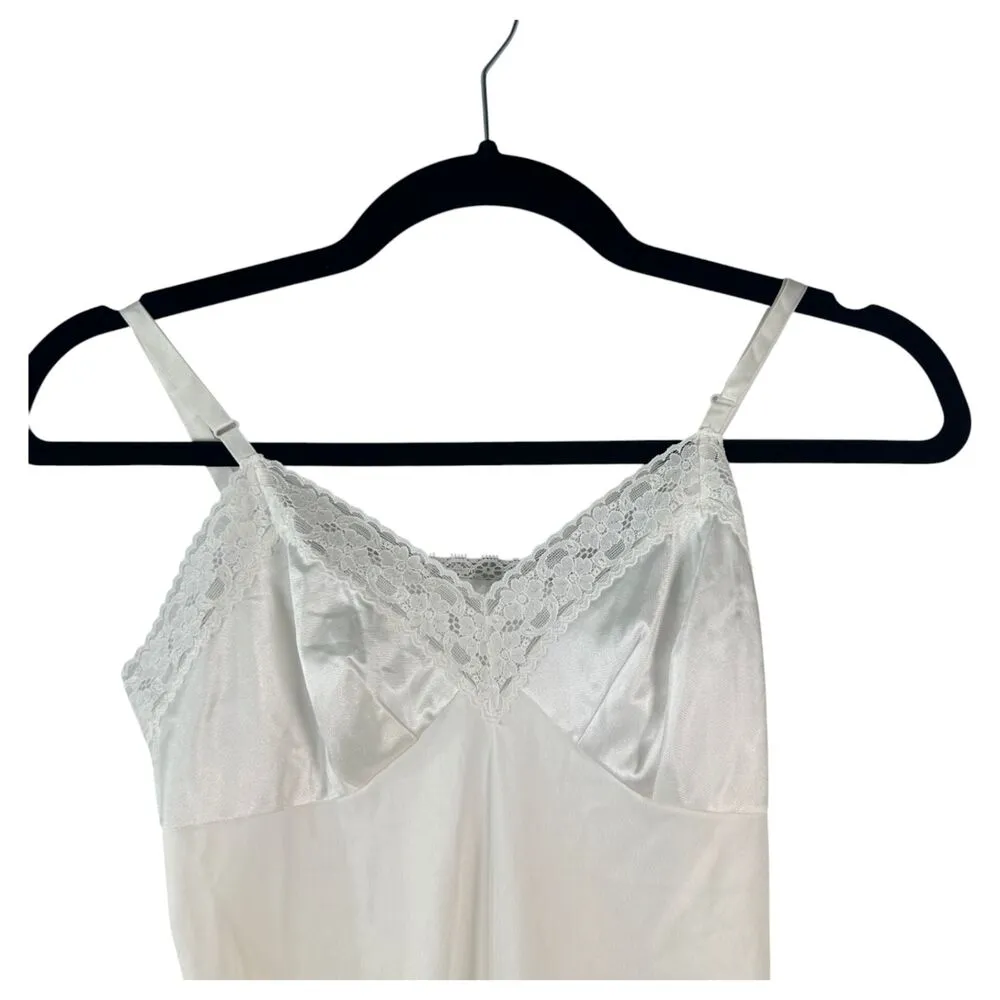 Vanity Fair Vintage White Semi Sheer Lace Slip Size 32 - Image 4