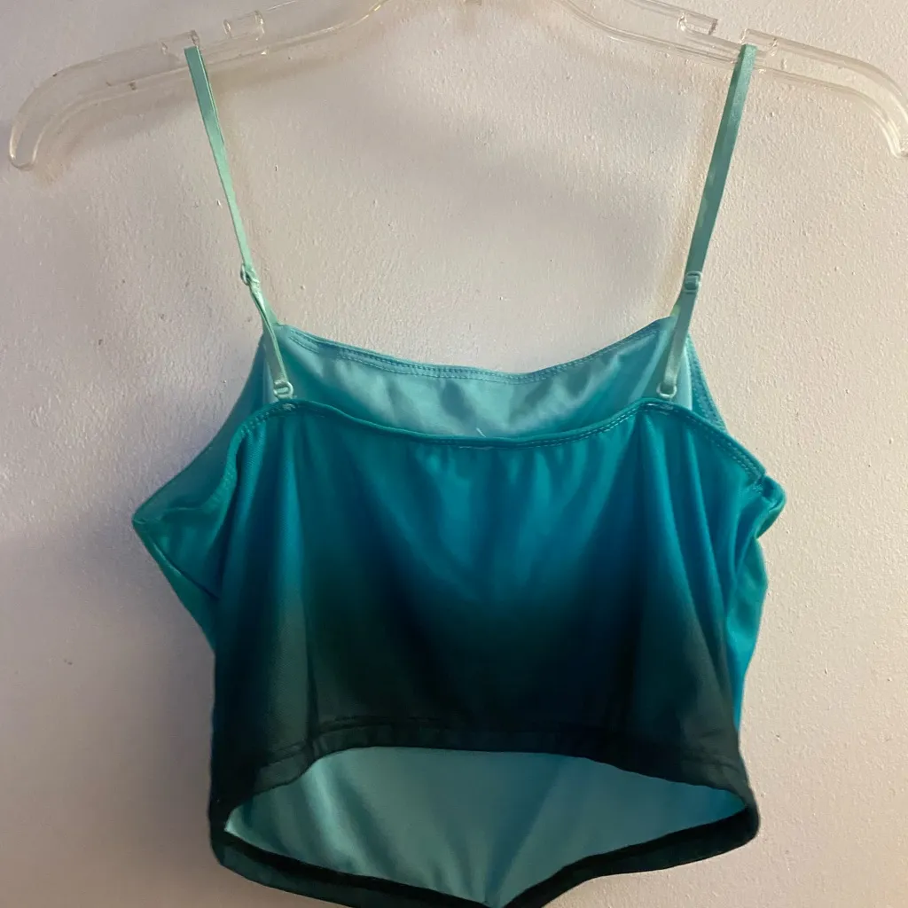 7DAY WKND Womens Crop Cami Tank Top M Medium Aqua Teal Green Ombre NWT Blue Size undefined - Image 3